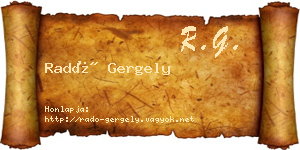 Radó Gergely névjegykártya